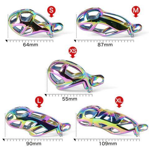 Guardian Chastity Device – Rainbow Plated Steel